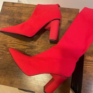 Zara red elastic over-the-knee tall boots